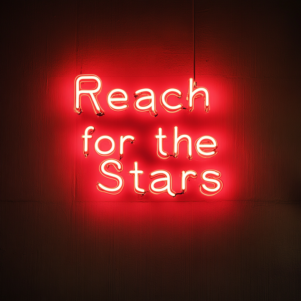 Reach for the Stars - Red Neon Sign, 18 Inches