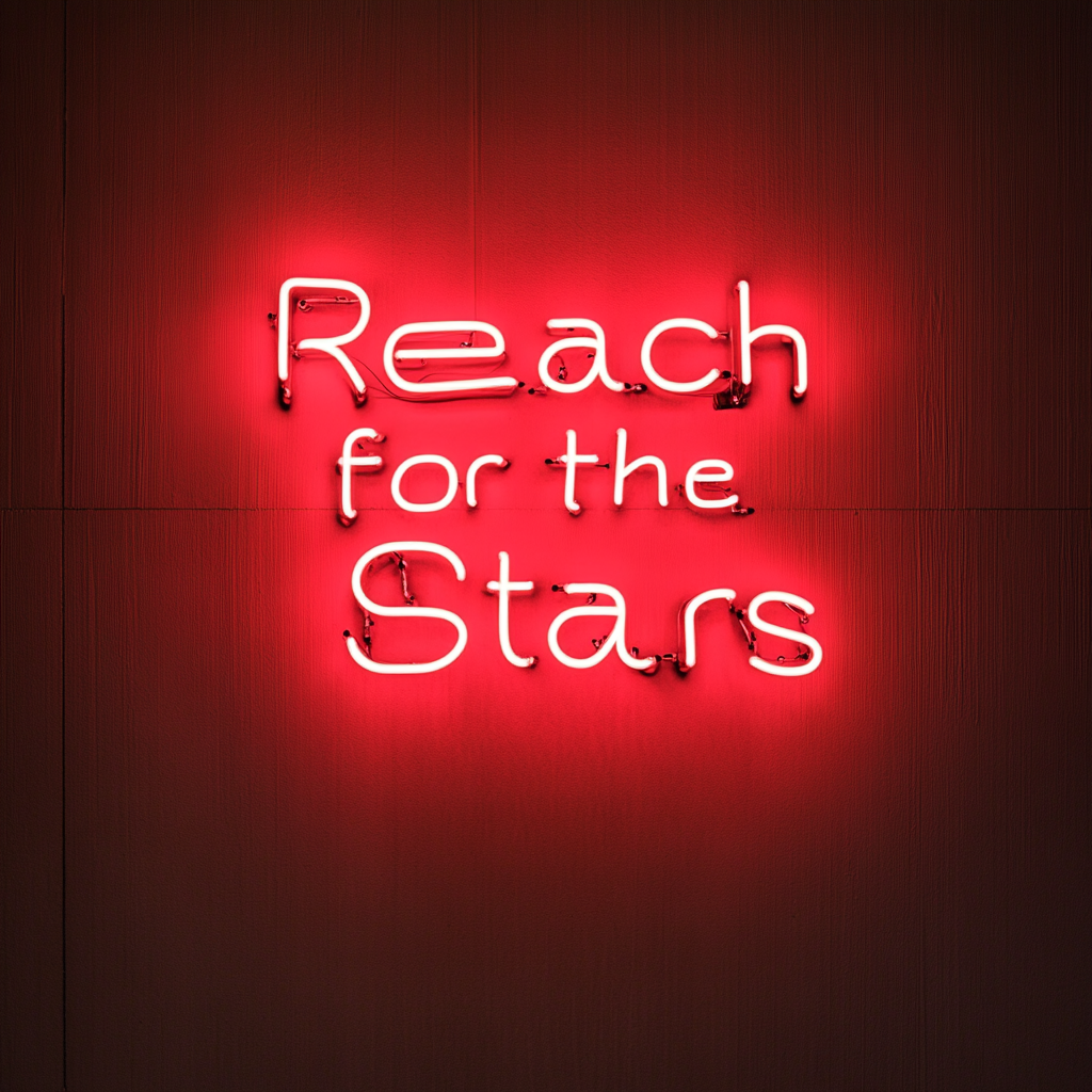 Reach for the Stars - Red Neon Sign, 24 Inches