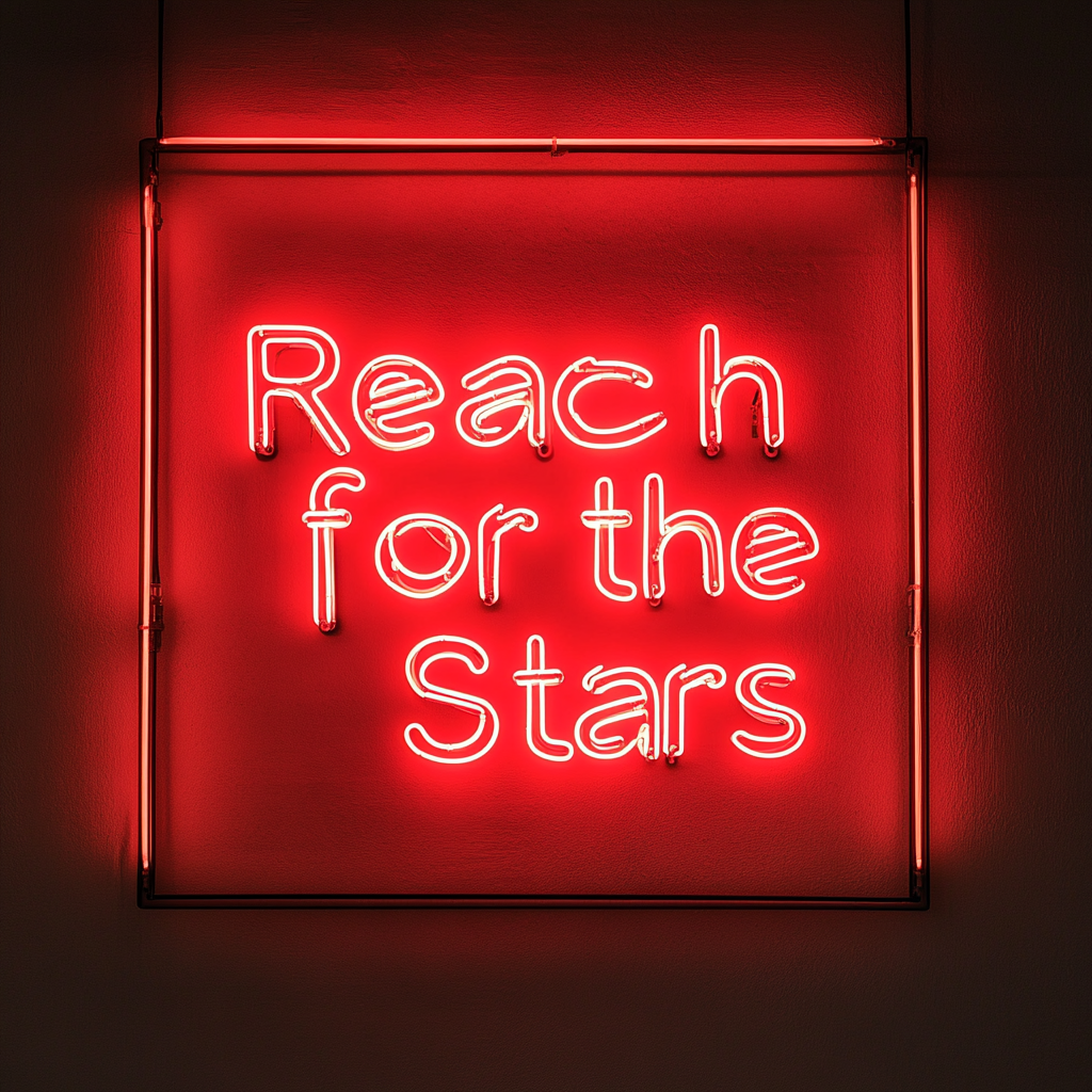 Reach for the Stars - Red Neon Sign, 18 Inches