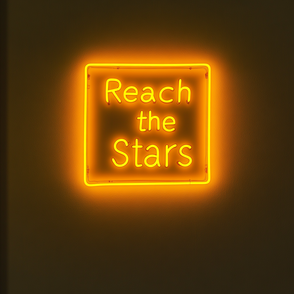 Reach for the Stars - Yellow Neon Sign, 24 Inches
