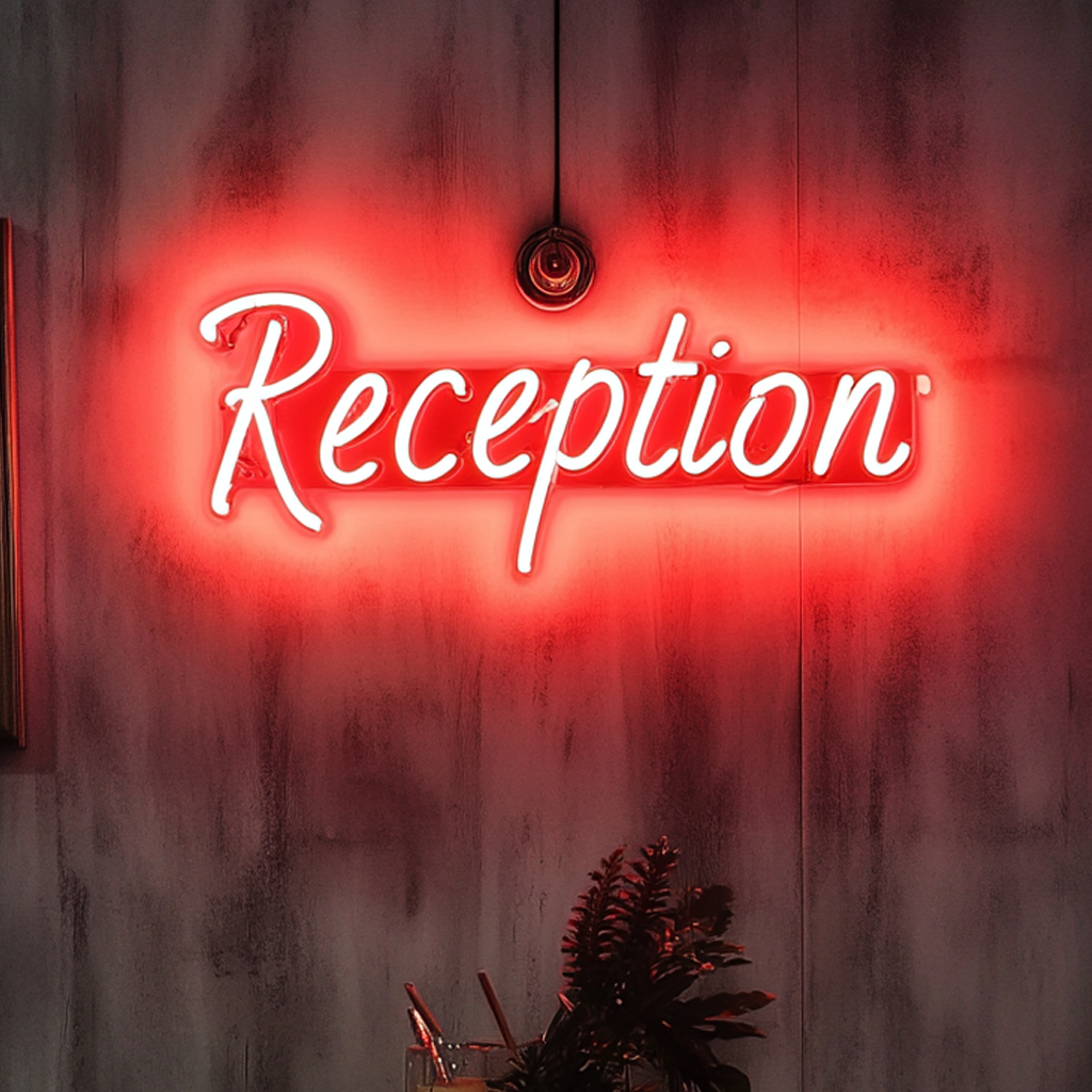 "Reception" - Red Neon Sign, 24 Inches