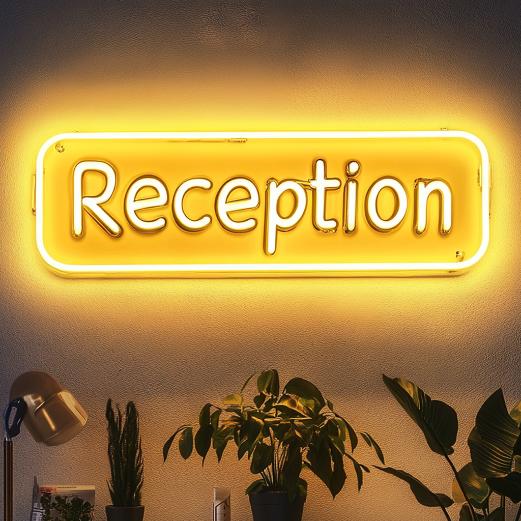 "Reception" - Yellow Neon Sign, 24 Inches