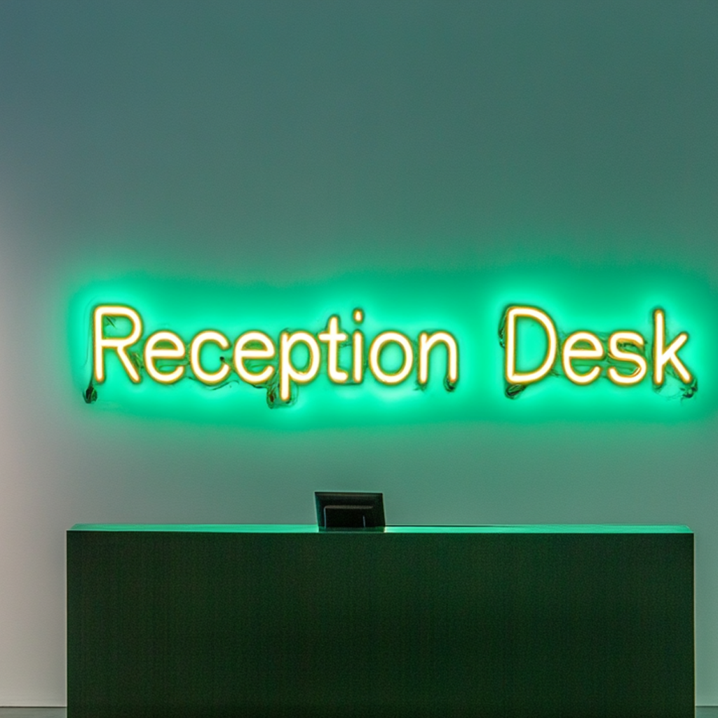 "Reception Desk" - Green Neon Sign, 24 Inches