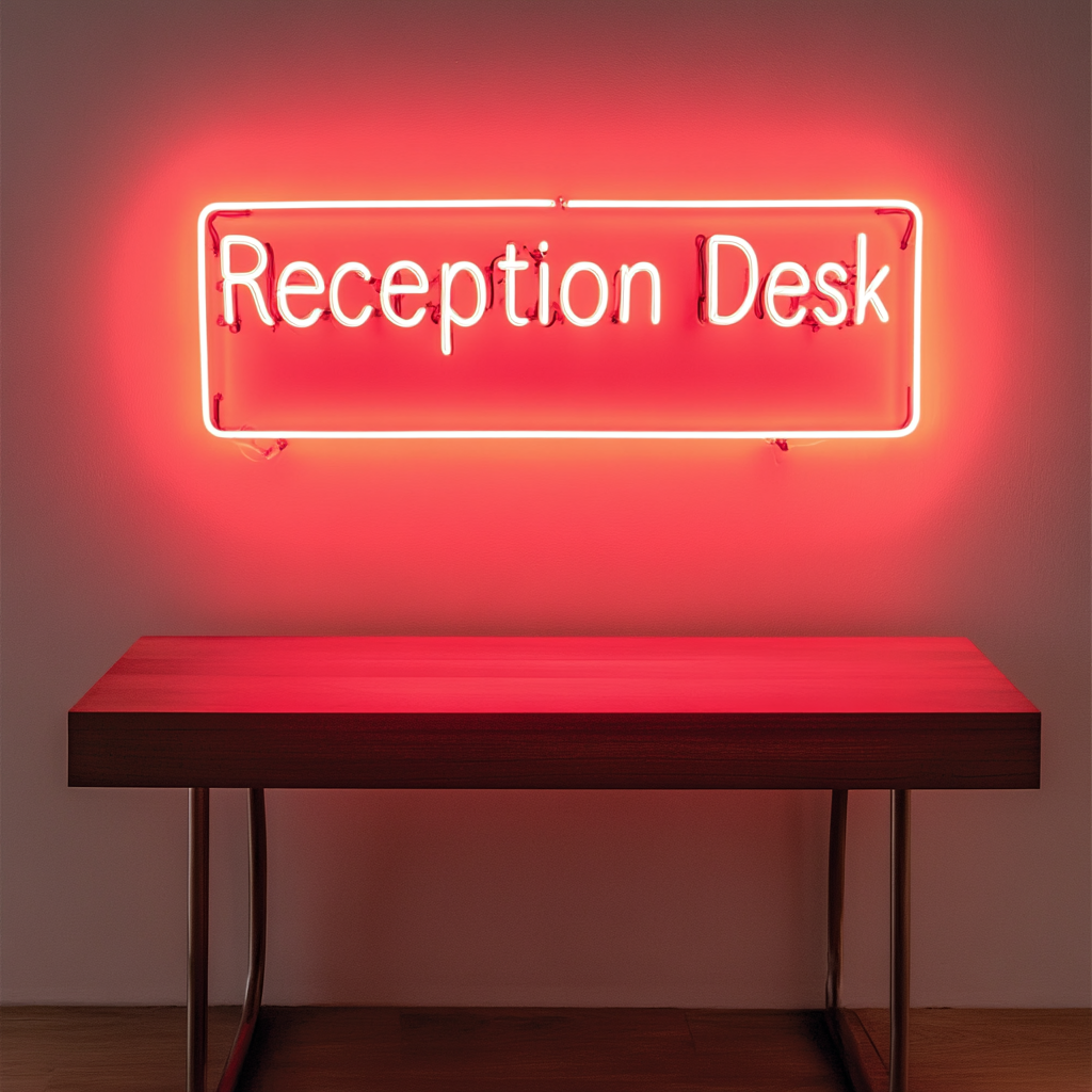 "Reception Desk" - Red Neon Sign, 24 Inches