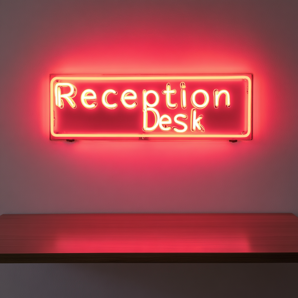 "Reception Desk" - Red Neon Sign, 24 Inches