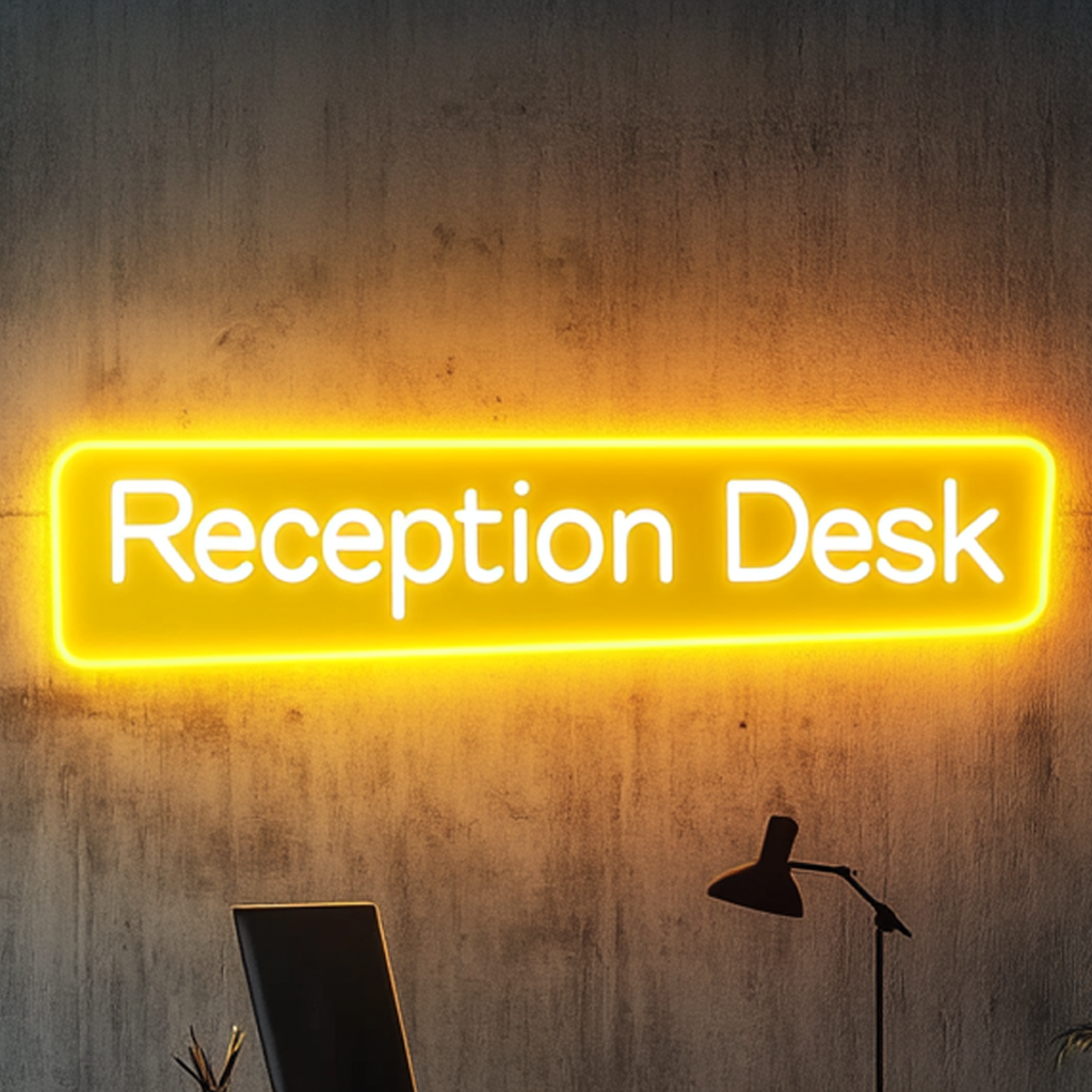 "Reception Desk" - Yellow Neon Sign, 24 Inches
