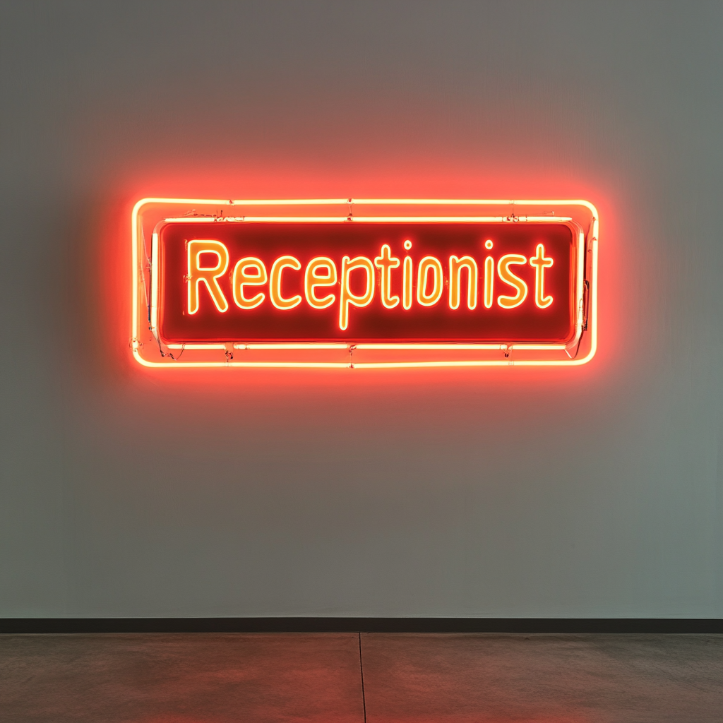 "Receptionist" - Red Neon Sign, 24 Inches