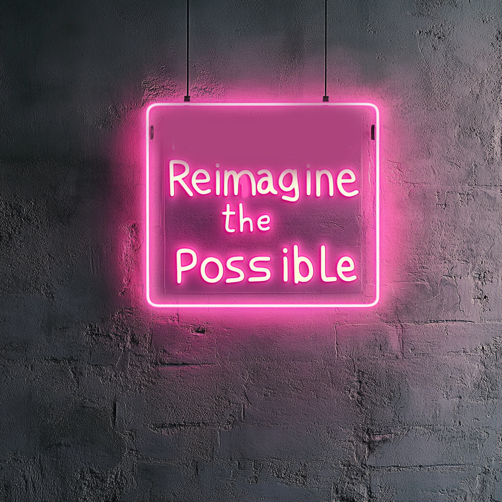 "Reimagine the Possible" - Pink Neon Sign, 24 Inches