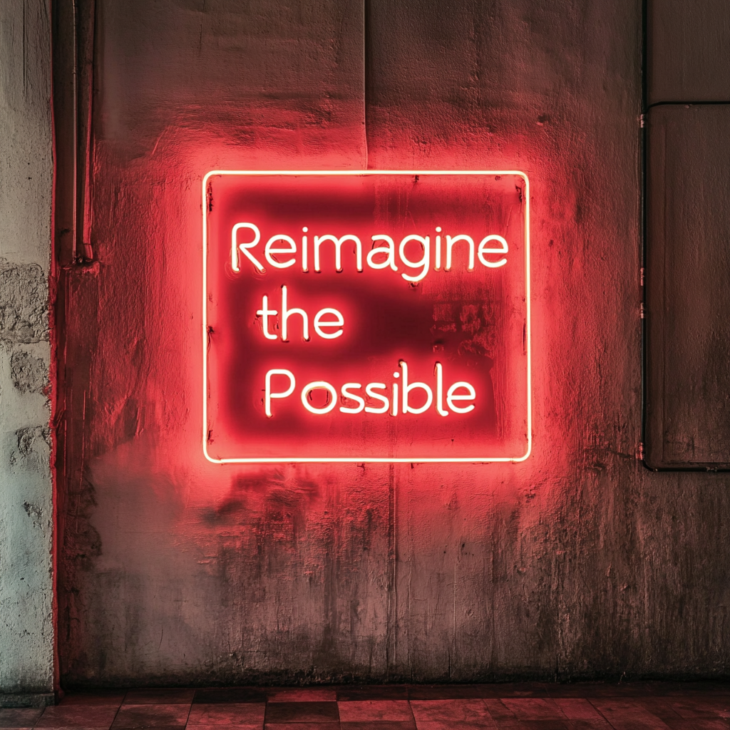"Reimagine the Possible" - Red Neon Sign, 24 Inches