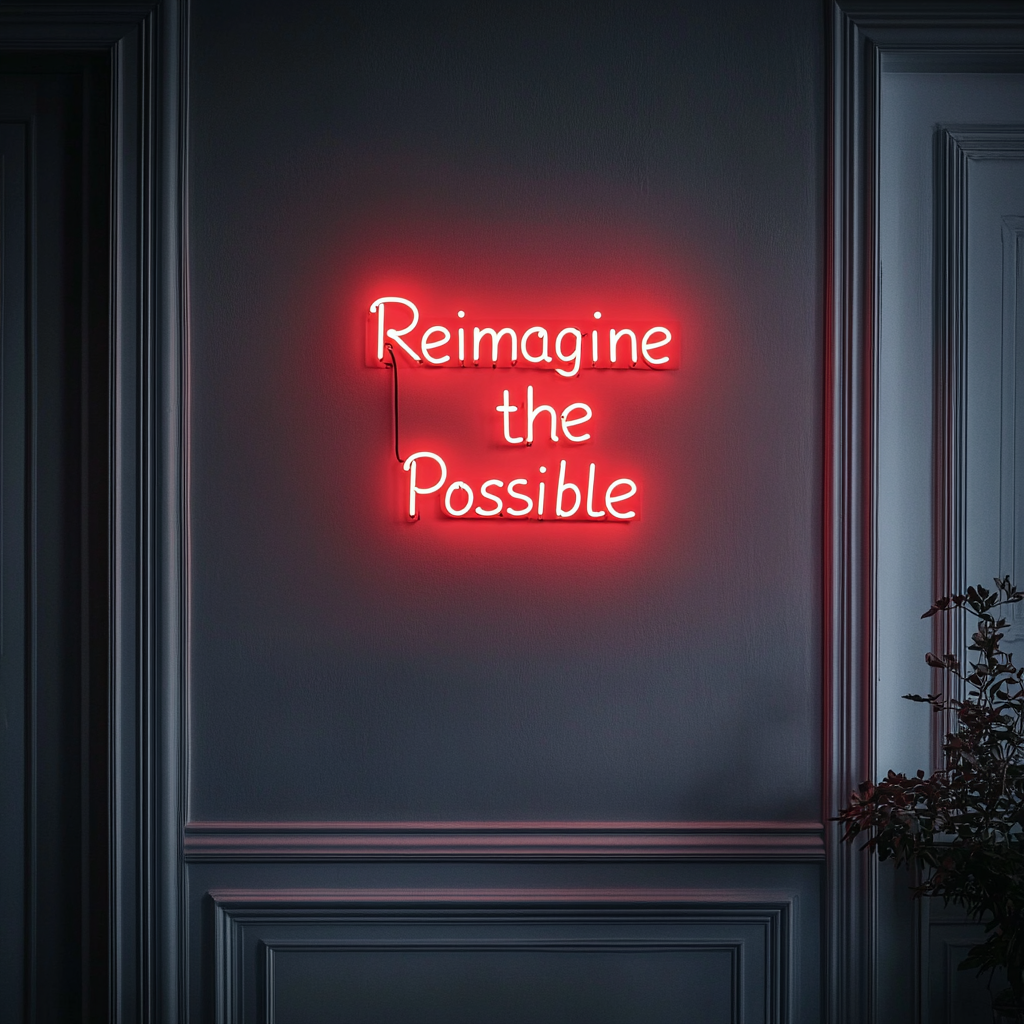 "Reimagine the Possible" - Red Neon Sign, 24 Inches