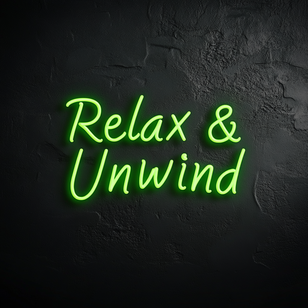 Relax & Unwind - Green Neon Sign, 18 Inches