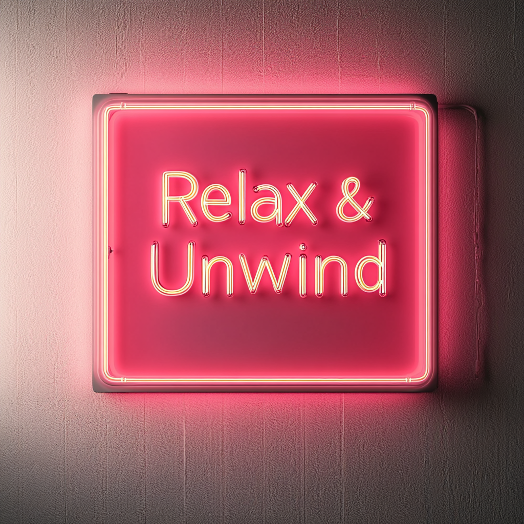 Relax & Unwind - Pink Neon Sign, 18 Inches