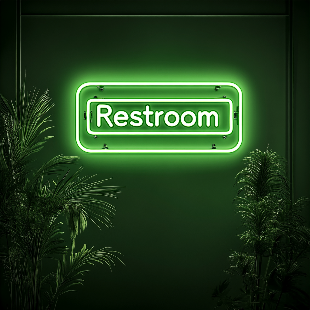"Restroom" - Green Neon Sign, 24 Inches