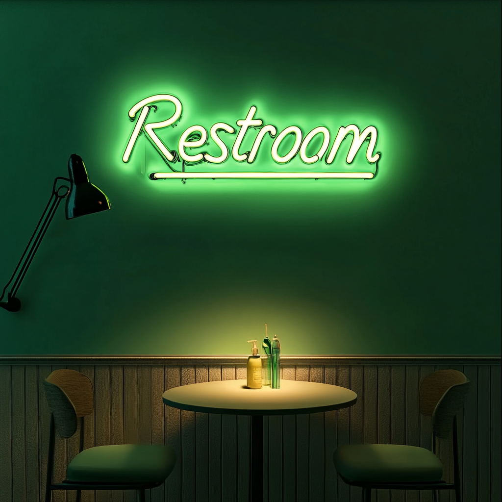 "Restroom" - Green Neon Sign, 24 Inches