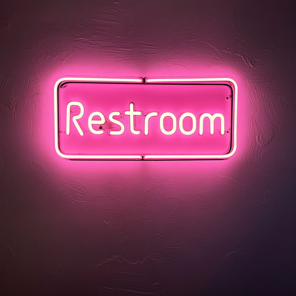 "Restroom" - Pink Neon Sign, 24 Inches
