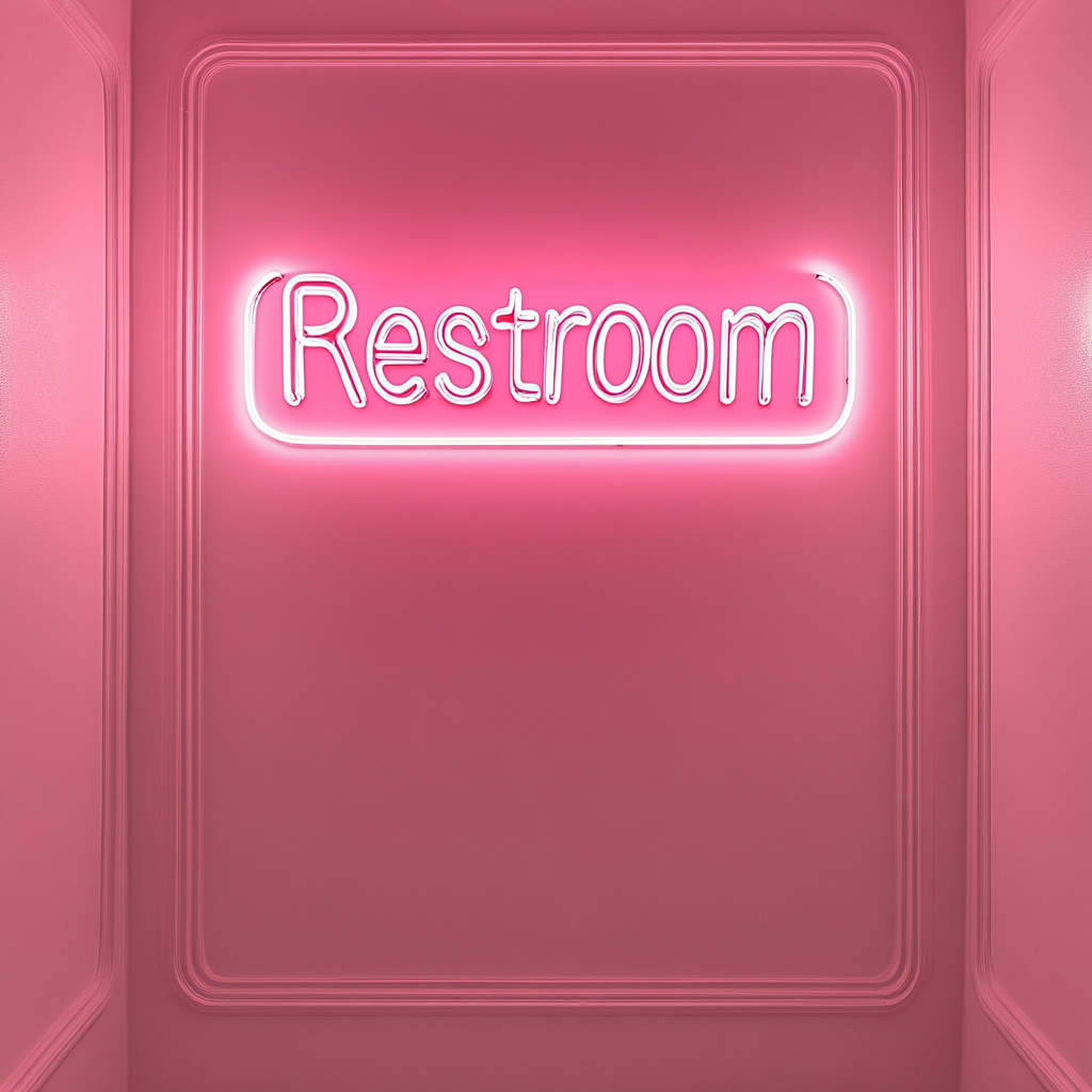 "Restroom" - Pink Neon Sign, 24 Inches