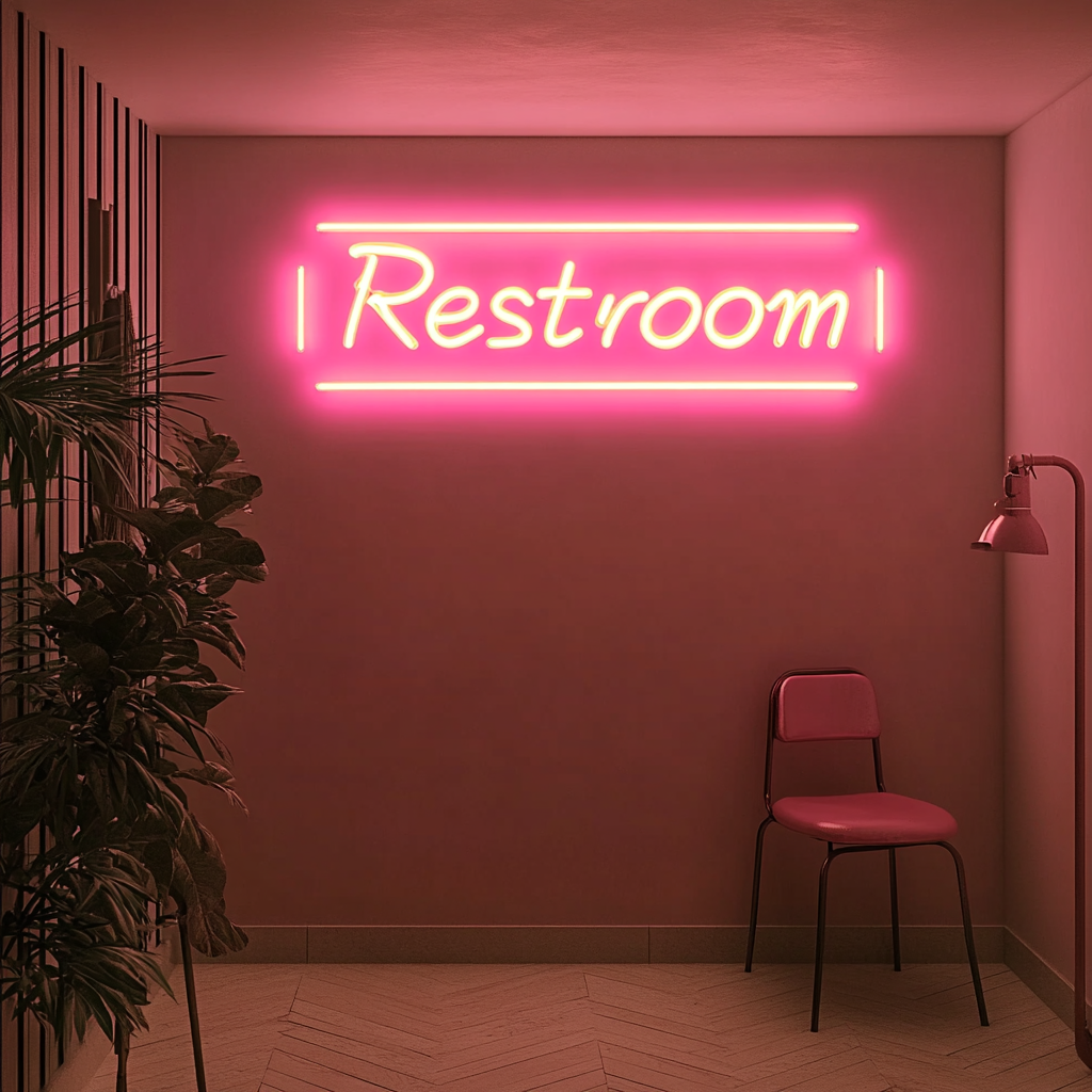 "Restroom" - Pink Neon Sign, 24 Inches
