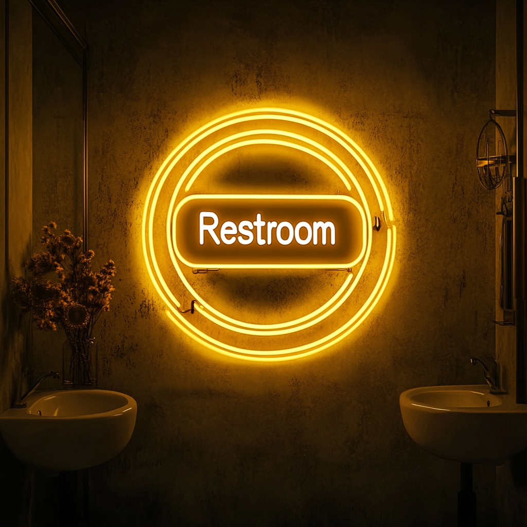 "Restroom" - Yellow Neon Sign, 24 Inches