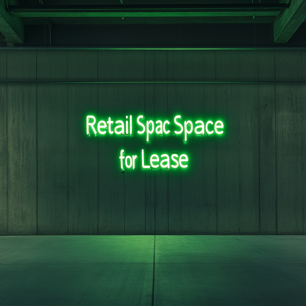 Retail Space for Lease - Green Neon Sign, 18 Inches