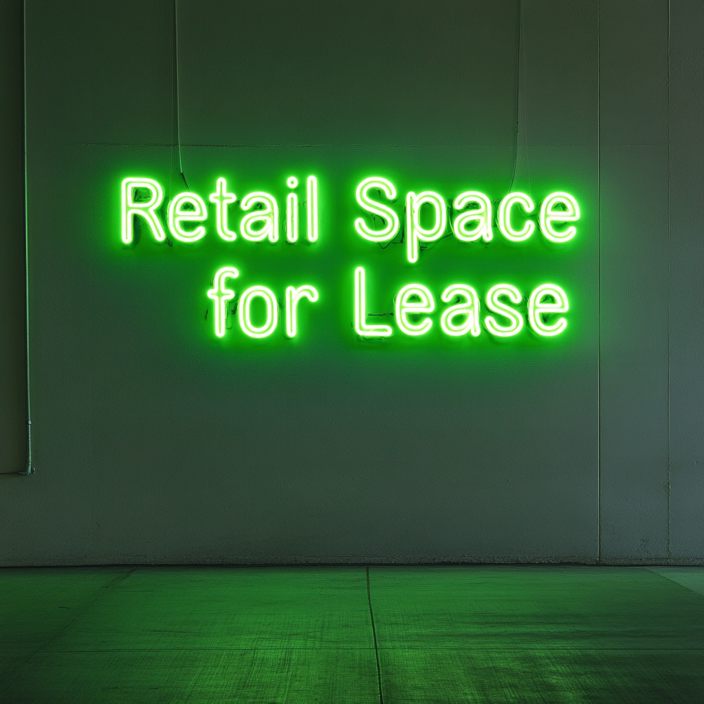 Retail Space for Lease - Green Neon Sign, 24 Inches