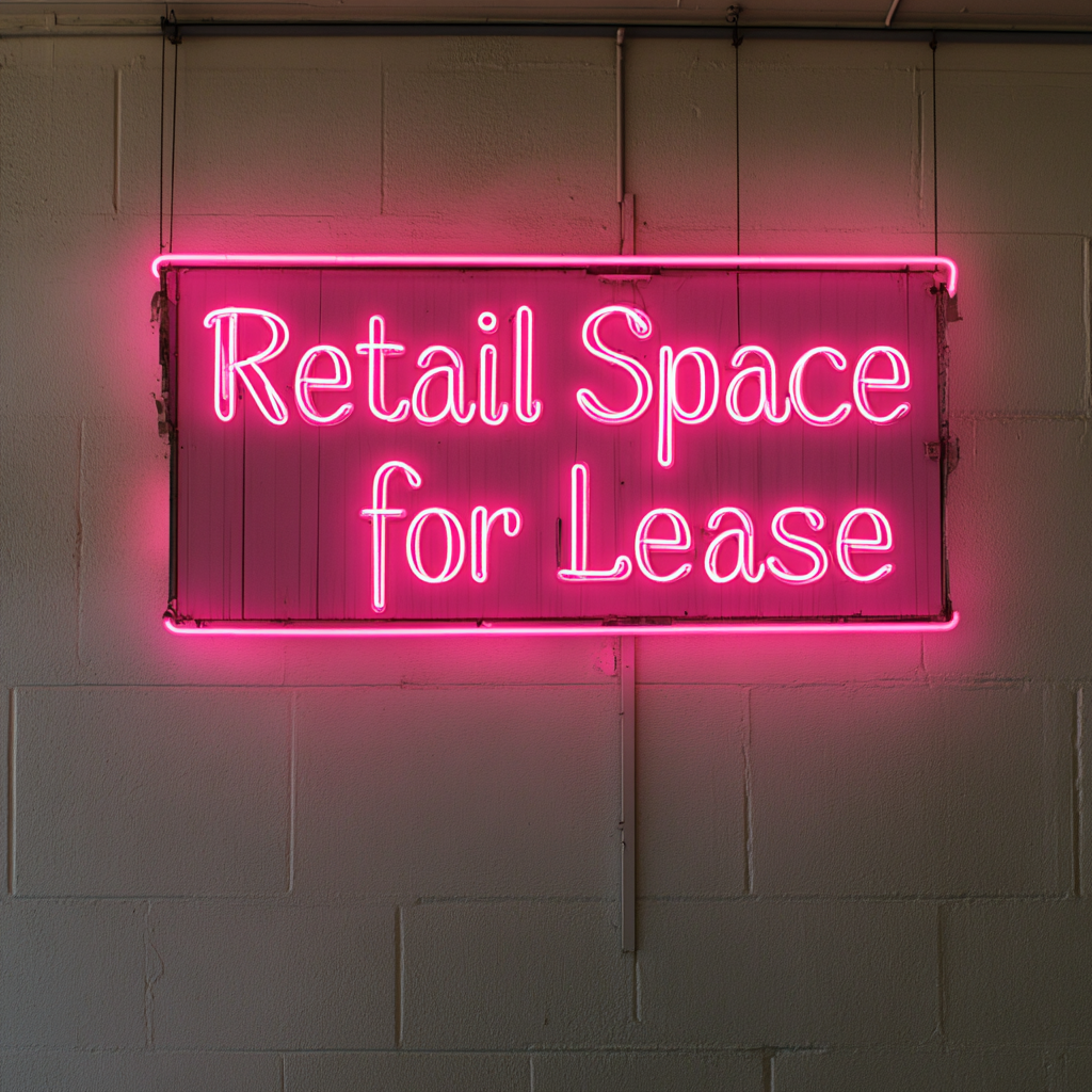 Retail Space for Lease - Pink Neon Sign, 18 Inches