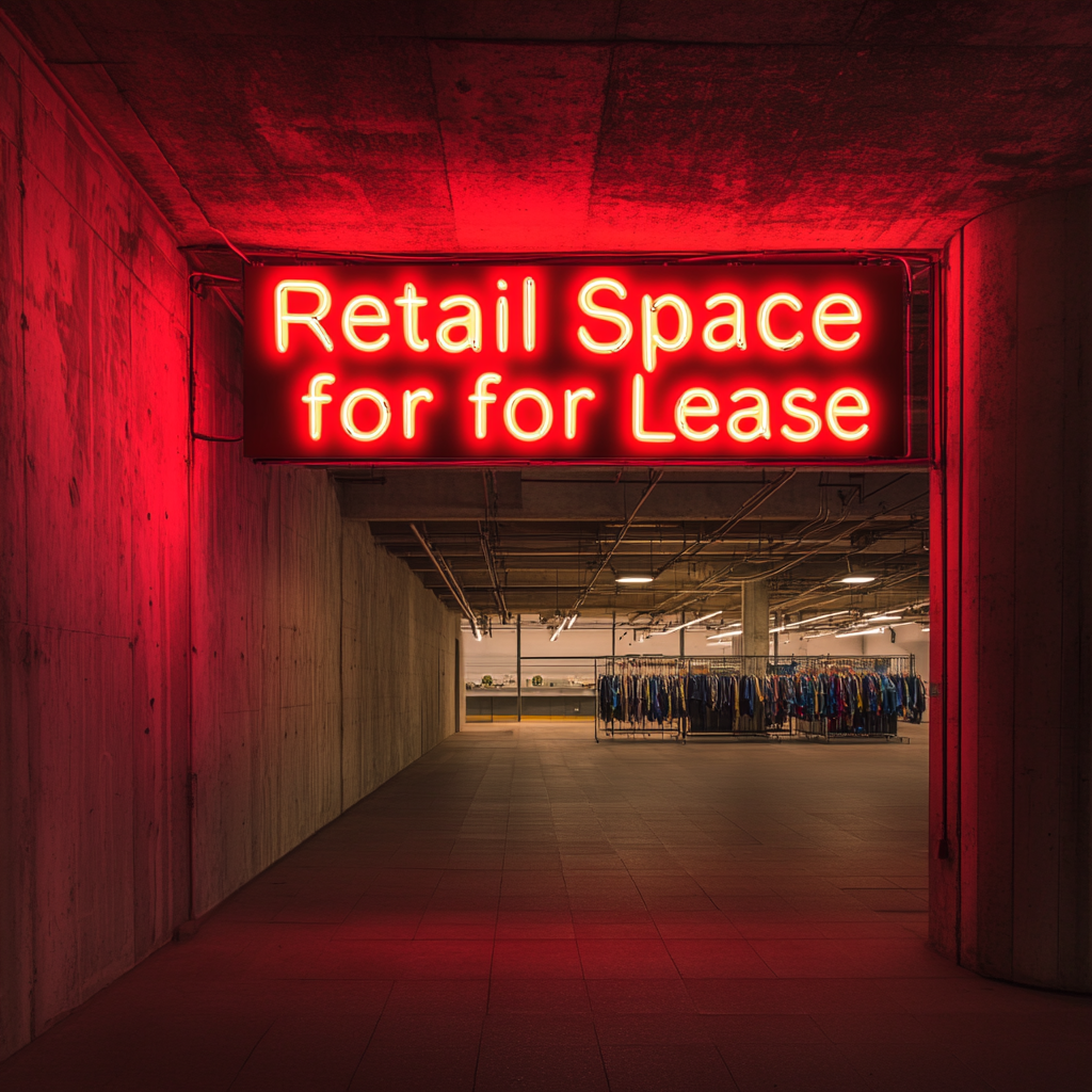 Retail Space for Lease - Red Neon Sign, 24 Inches