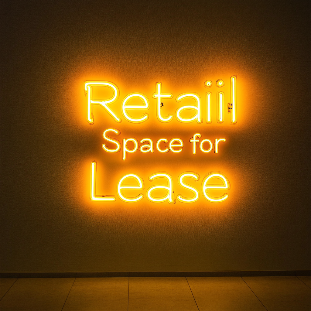 Retail Space for Lease - Yellow Neon Sign, 24 Inches