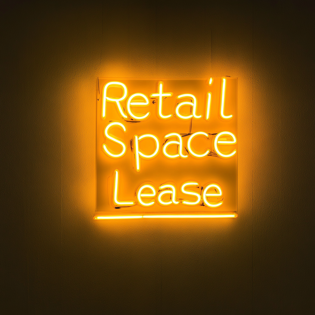Retail Space for Lease - Yellow Neon Sign, 18 Inches