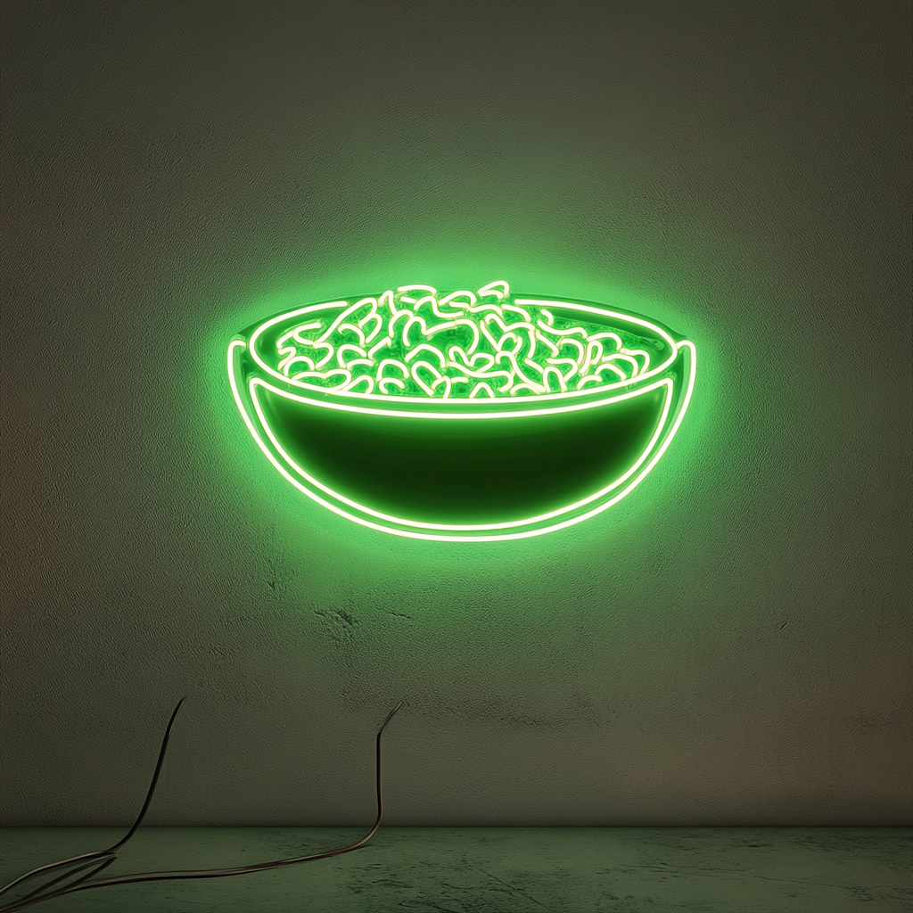 Rice Bowl - Green Neon Sign, 24 Inches