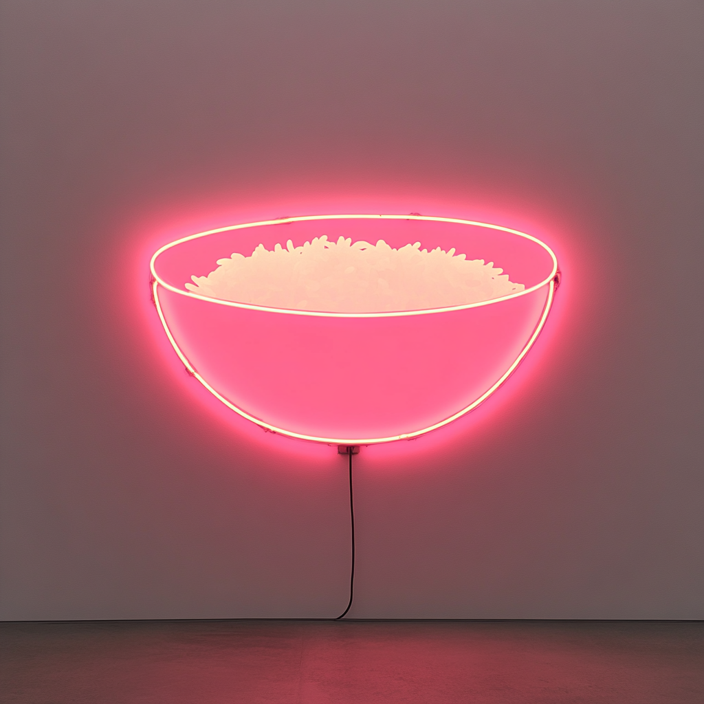 Rice Bowl - Pink Neon Sign, 18 Inches