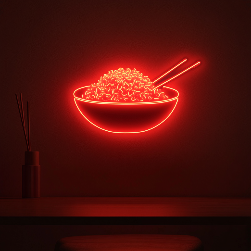 Rice Bowl - Red Neon Sign, 18 Inches