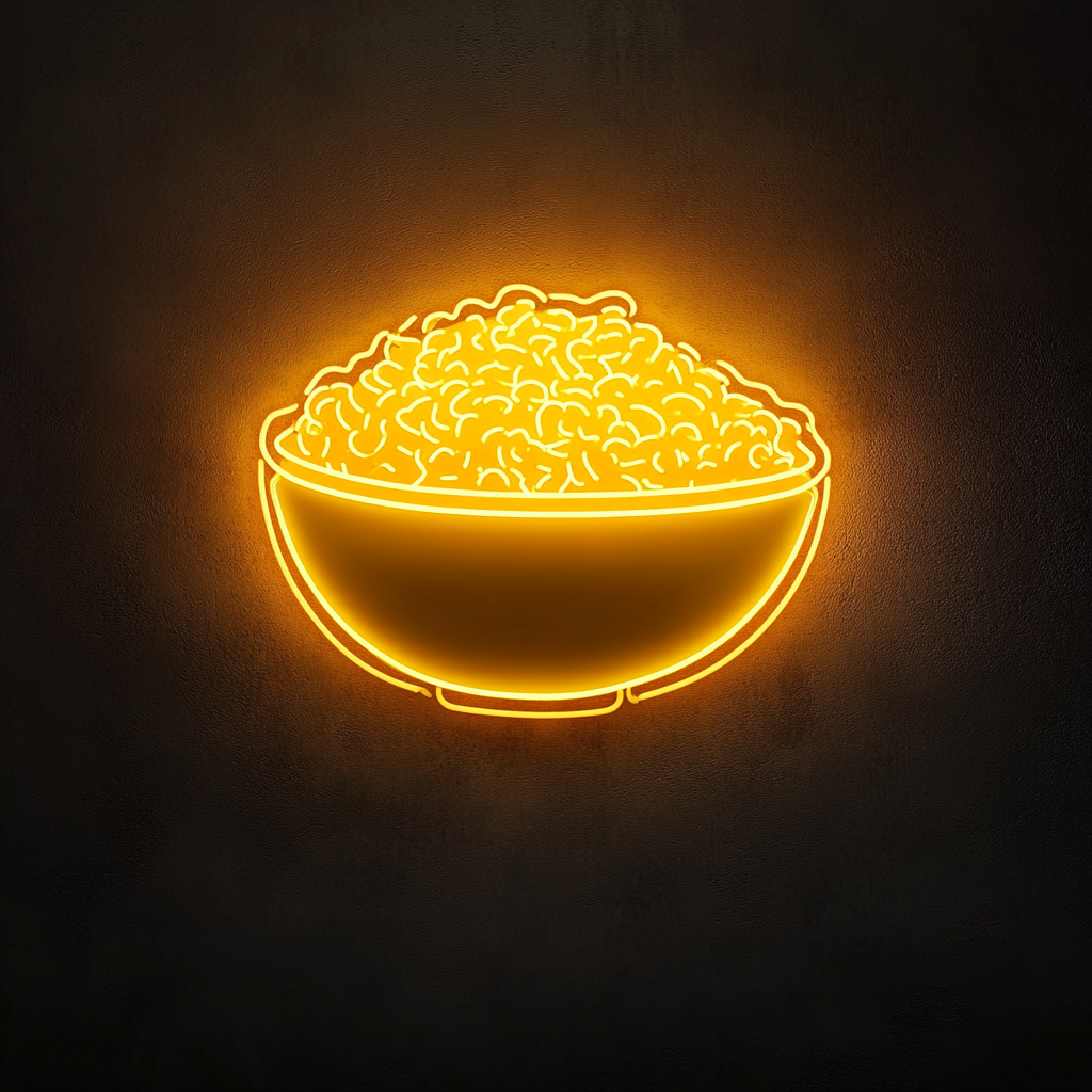 Rice Bowl - Yellow Neon Sign, 24 Inches