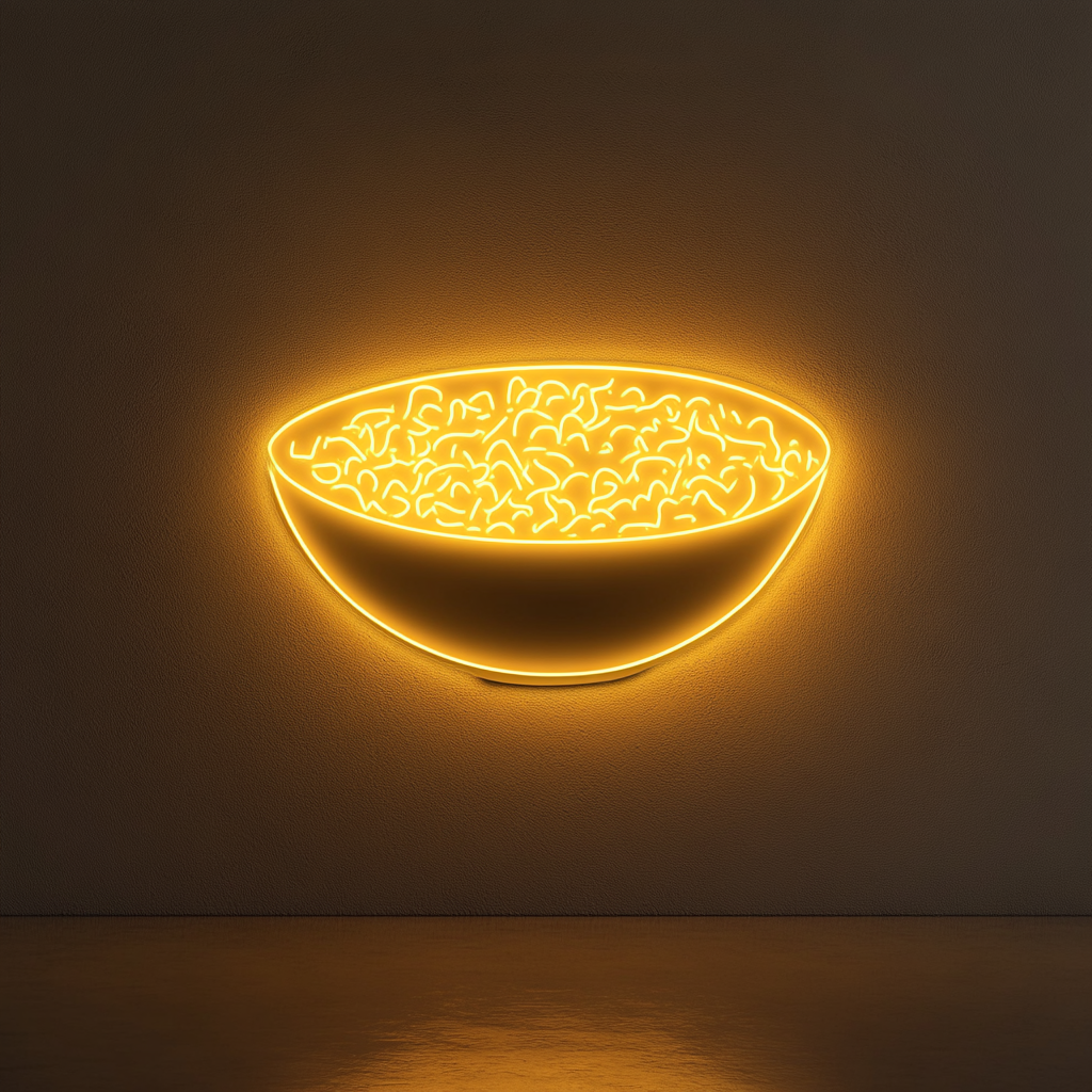 Rice Bowl - Yellow Neon Sign, 24 Inches