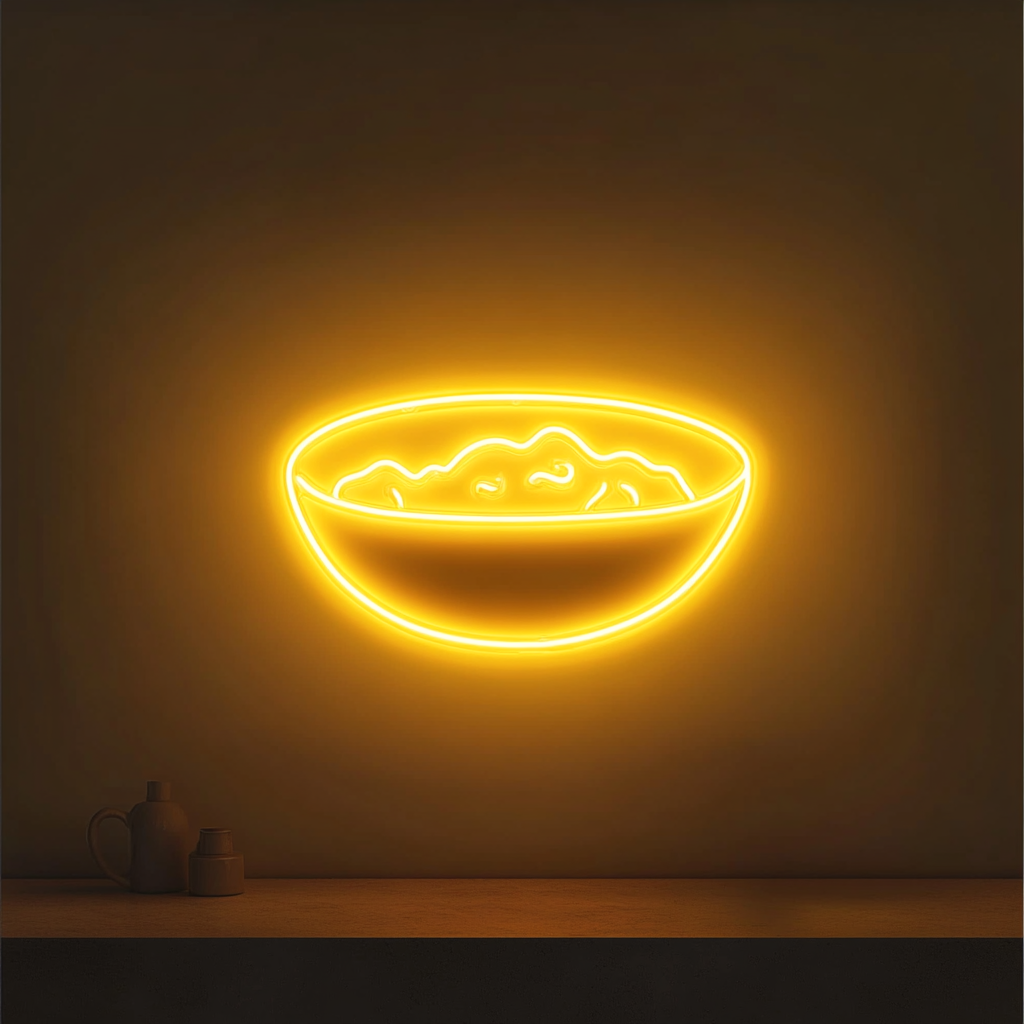 Rice Bowl - Yellow Neon Sign, 24 Inches