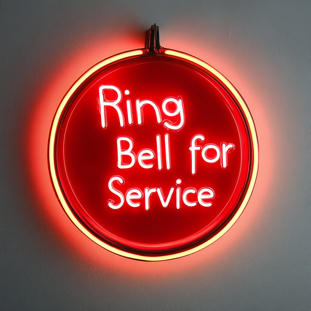 "Ring Bell for Service" - Red Neon Sign, 24 Inches