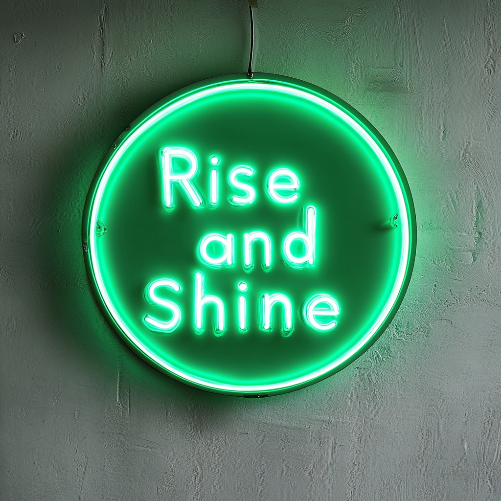 Rise and Shine - Green Neon Sign, 24 Inches