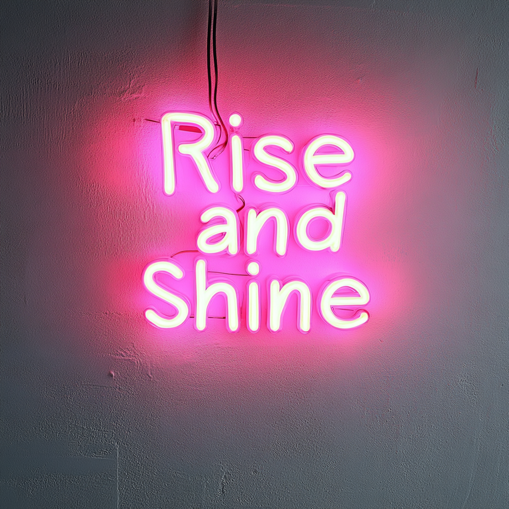 Rise and Shine - Pink Neon Sign, 24 Inches