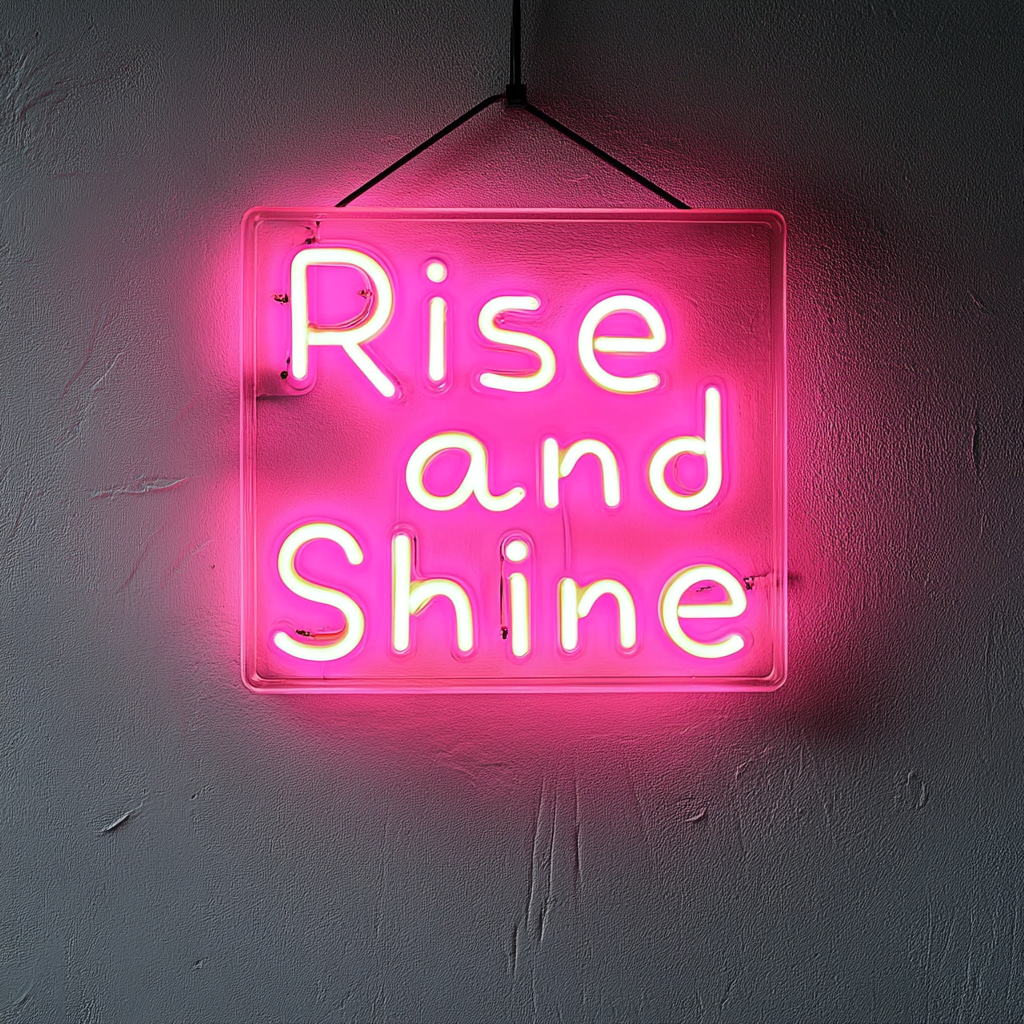 Rise and Shine - Pink Neon Sign, 18 Inches