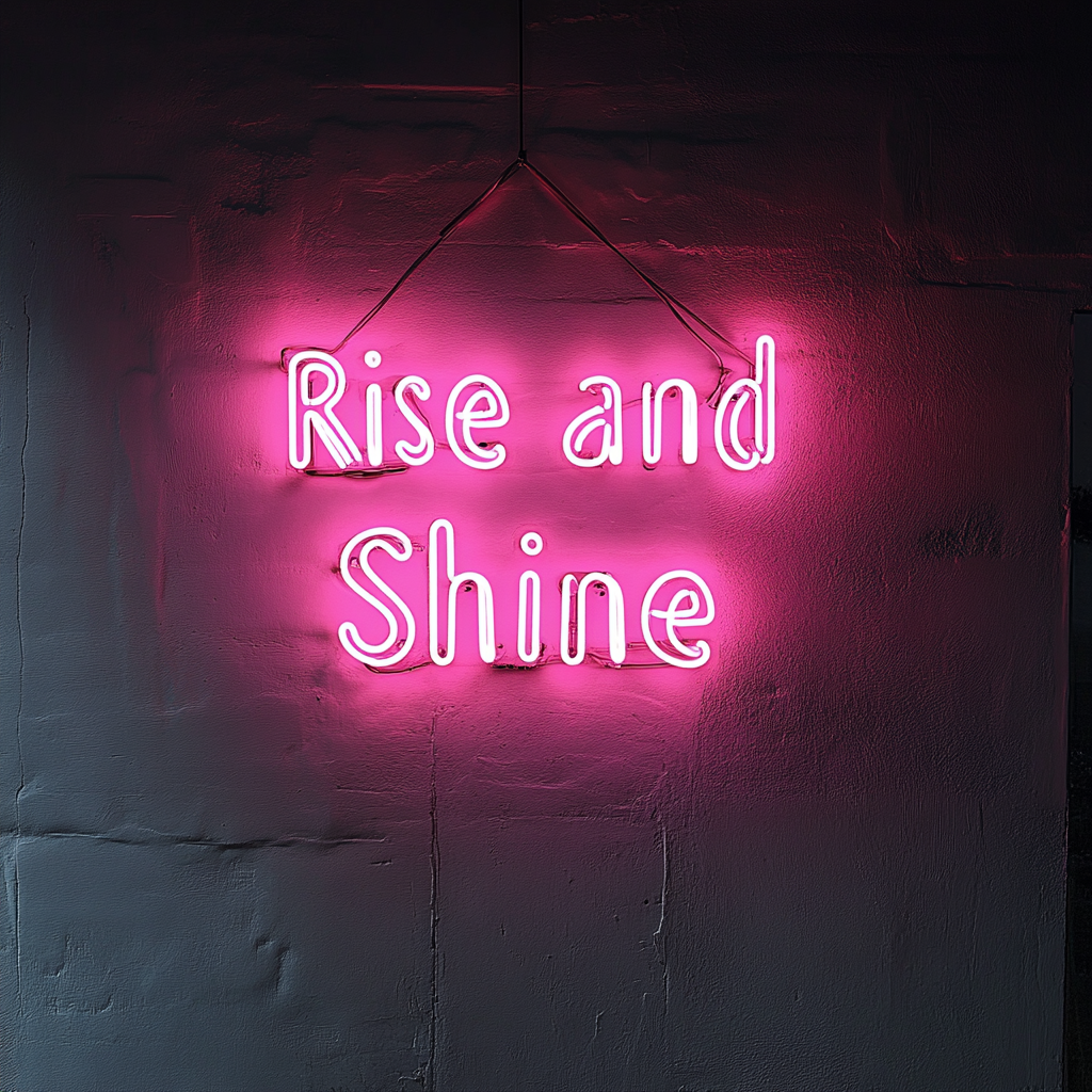 Rise and Shine - Pink Neon Sign, 18 Inches