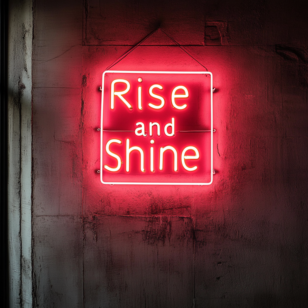 Rise and Shine - Red Neon Sign, 18 Inches