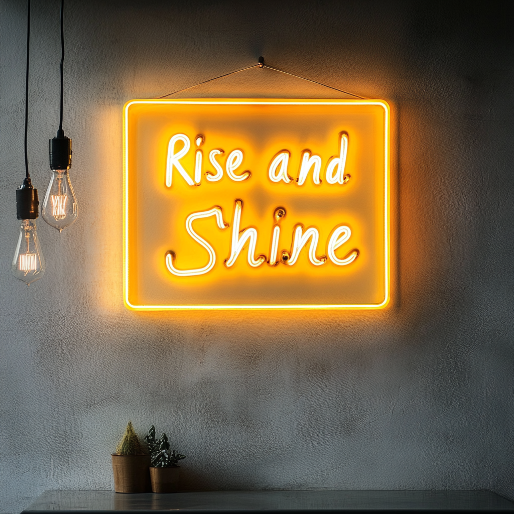 Rise and Shine - Yellow Neon Sign, 24 Inches