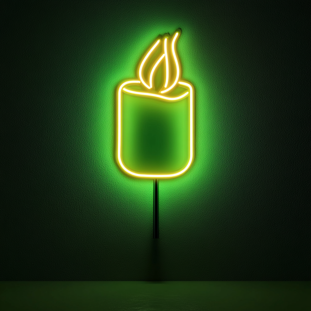 Roasting Marshmallow - Green Neon Sign, 18 Inches