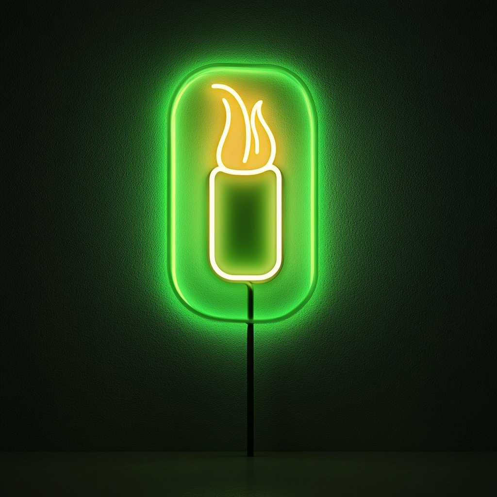 Roasting Marshmallow - Green Neon Sign, 18 Inches