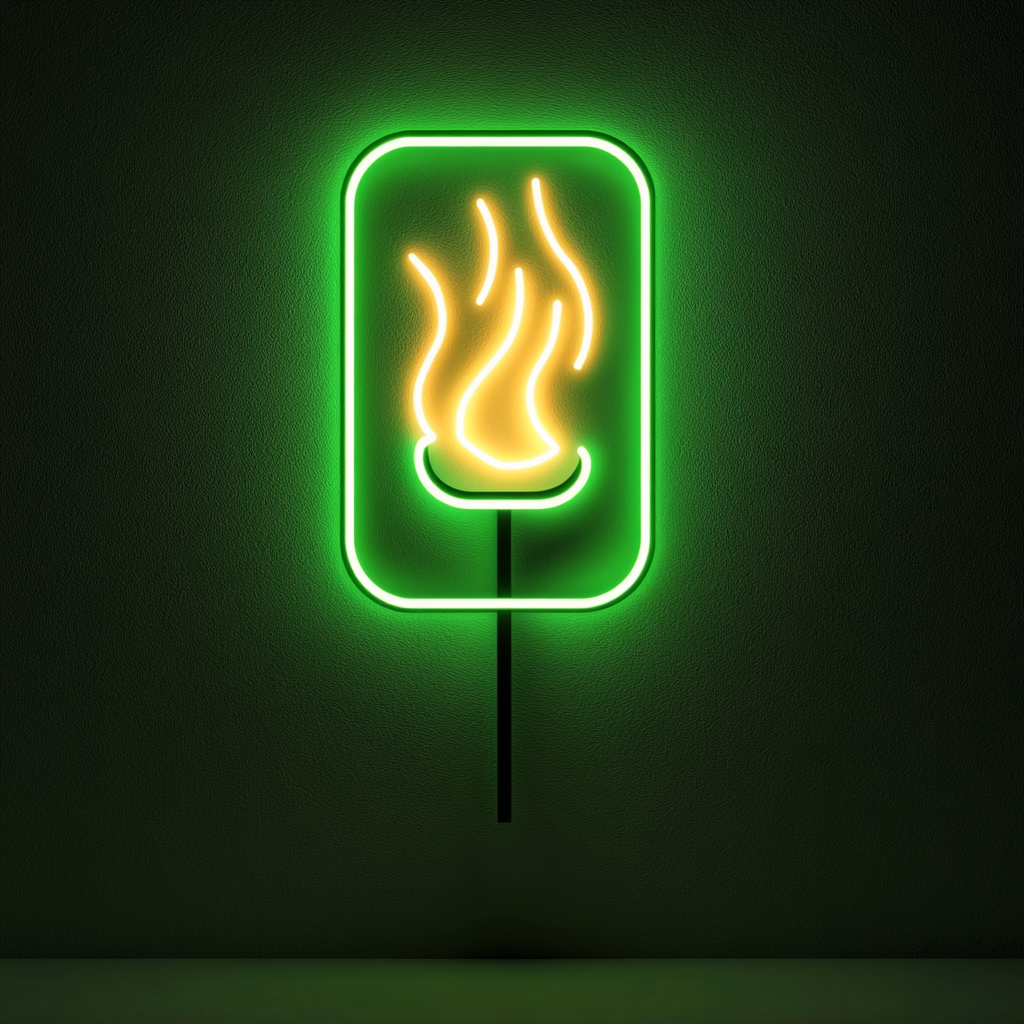 Roasting Marshmallow - Green Neon Sign, 24 Inches