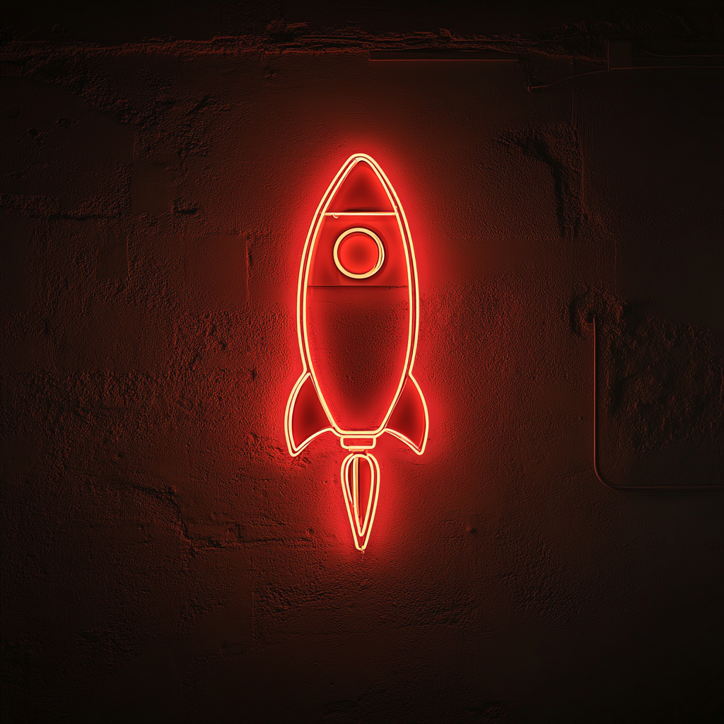 Rocket - Red Neon Sign, 24 Inches