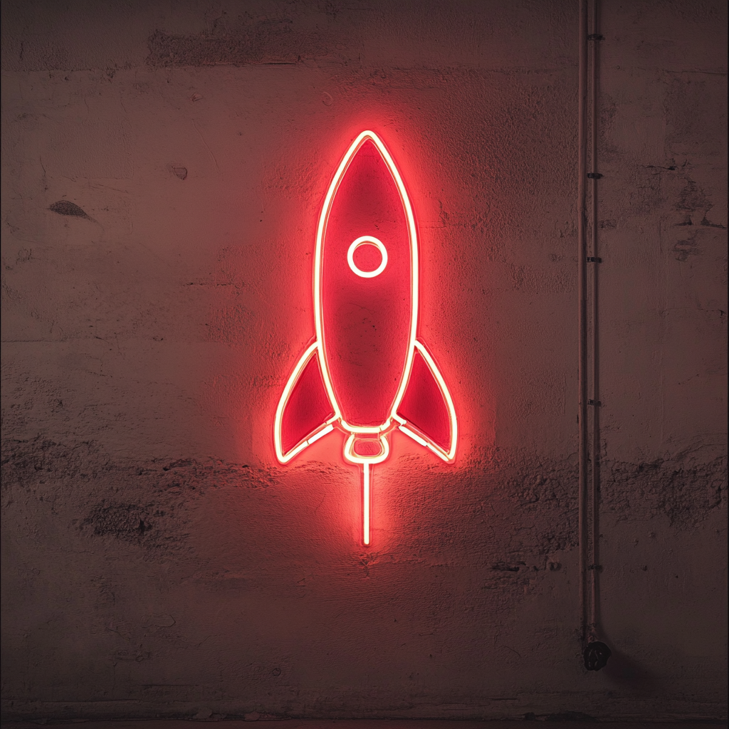 Rocket - Red Neon Sign, 18 Inches