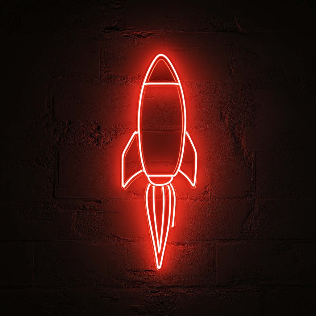 Rocket Launching - Red Neon Sign, 18 Inches