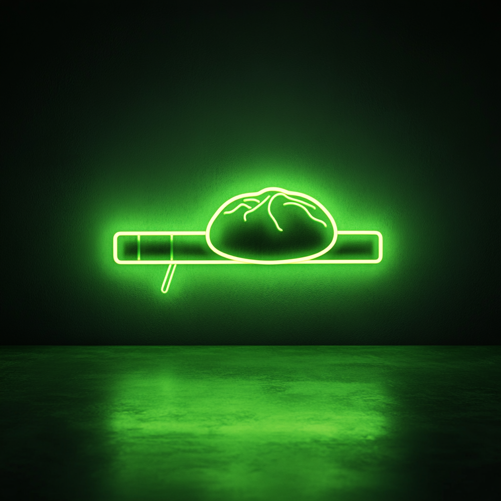 Rolling Pin and Baking Dough - Green Neon Sign, 24 Inches