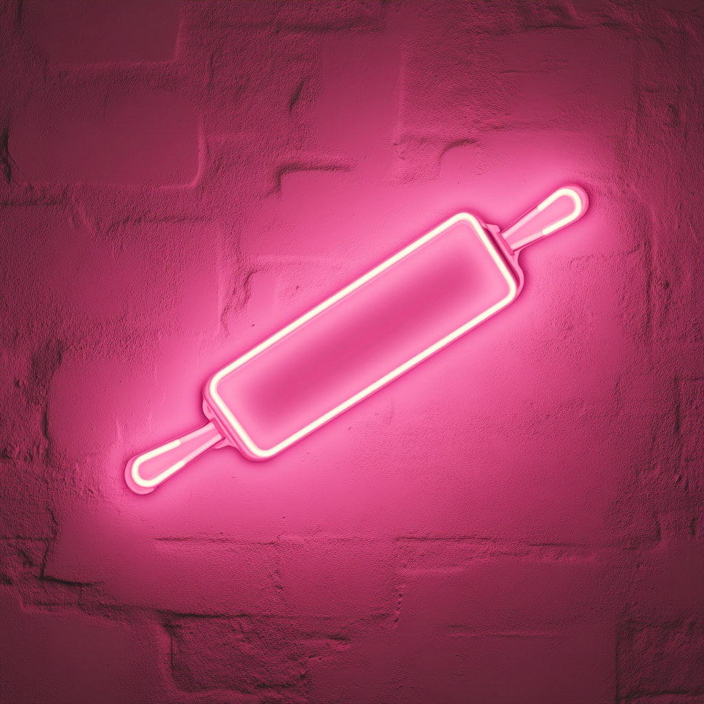 Rolling Pin and Baking Dough - Pink Neon Sign, 24 Inches