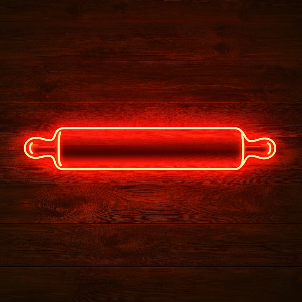 Rolling Pin and Baking Dough - Red Neon Sign, 18 Inches
